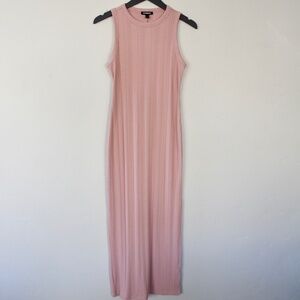 Express Blush Ribbed Fitted Maxi Dress XS Side Slit